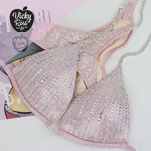 Sparkling Dusty Pink Competition Fitness Bikini